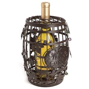 Decorative Metal Wine Cork Cage Bottle Holder - Dark Brown